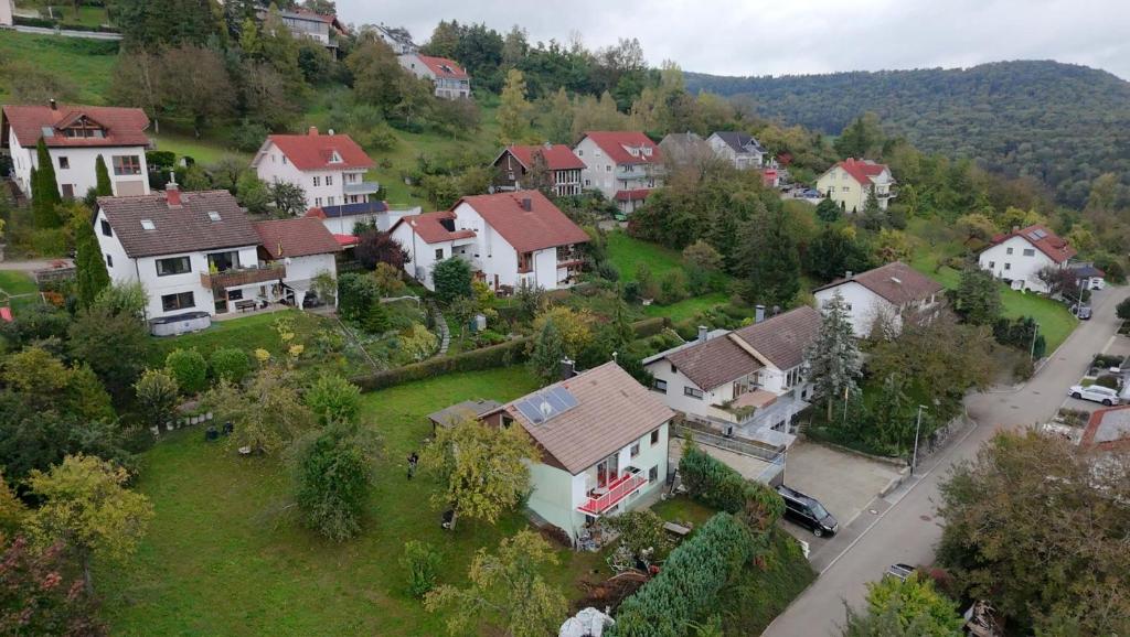 an aerial view of a residential neighborhood with houses at Traumhaus in Küssaberg