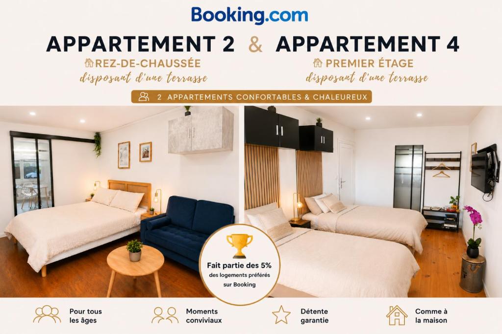 a flyer for a apartment apartment at Appartement 4 ou 2 Parking Wifi Terrasse cosy in Condé-sur-Sarthe
