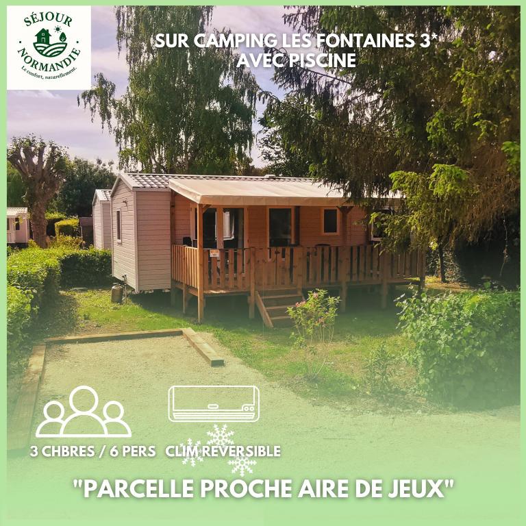 a poster of a tiny house in a yard at Séjour Normandie - Mobilhome basic 3ch-6p avec climatisation dans l'Eure - 120 in Ivry-la-Bataille