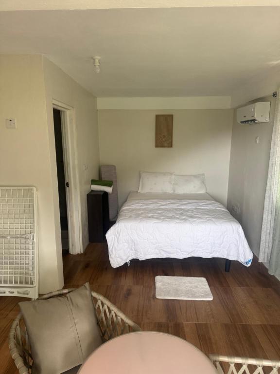 ein Schlafzimmer mit einem Bett und einer Couch in der Unterkunft Studio Flat in Dominika