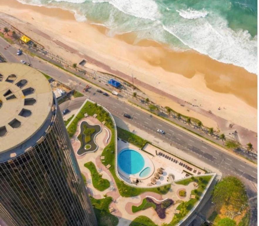 an aerial view of a beach and the ocean at Hotel Nacional Rio in Rio de Janeiro