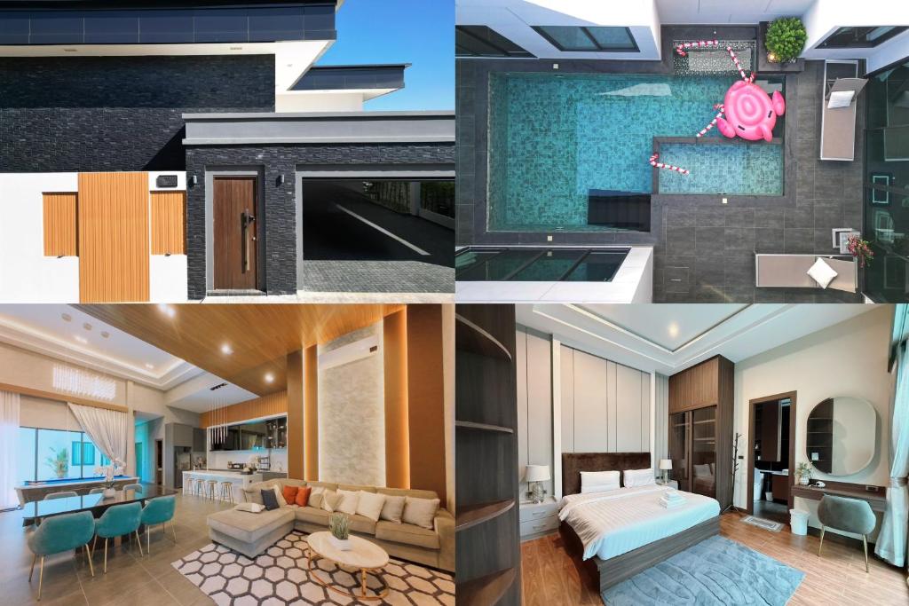 a collage of photos of a hotel room at PNT VILLA PATTAYa in Nong Prue