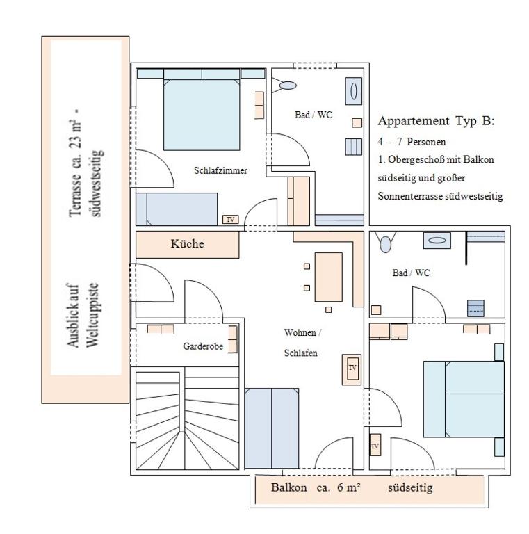 Plán poschodí v ubytovaní Appartements Gotthardt