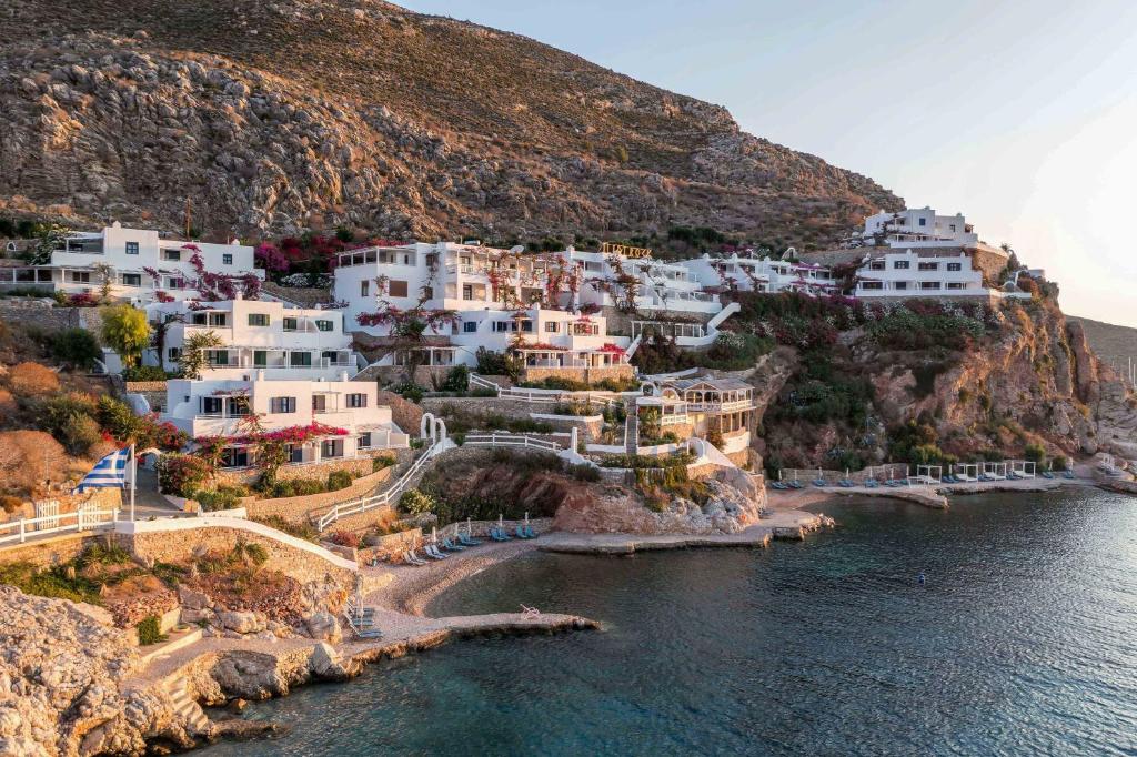 an aerial view of a village on a mountain at ILIDI Rock in Livadia