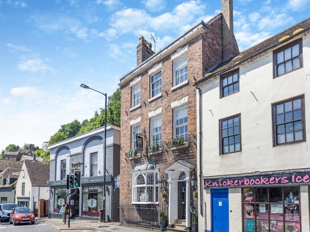 a building on a street corner in a city at No3 On The Severn in Bridgnorth