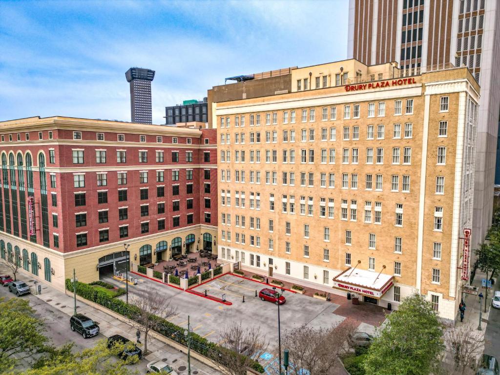 an aerial view of buildings in a city at Drury Plaza Hotel New Orleans in New Orleans