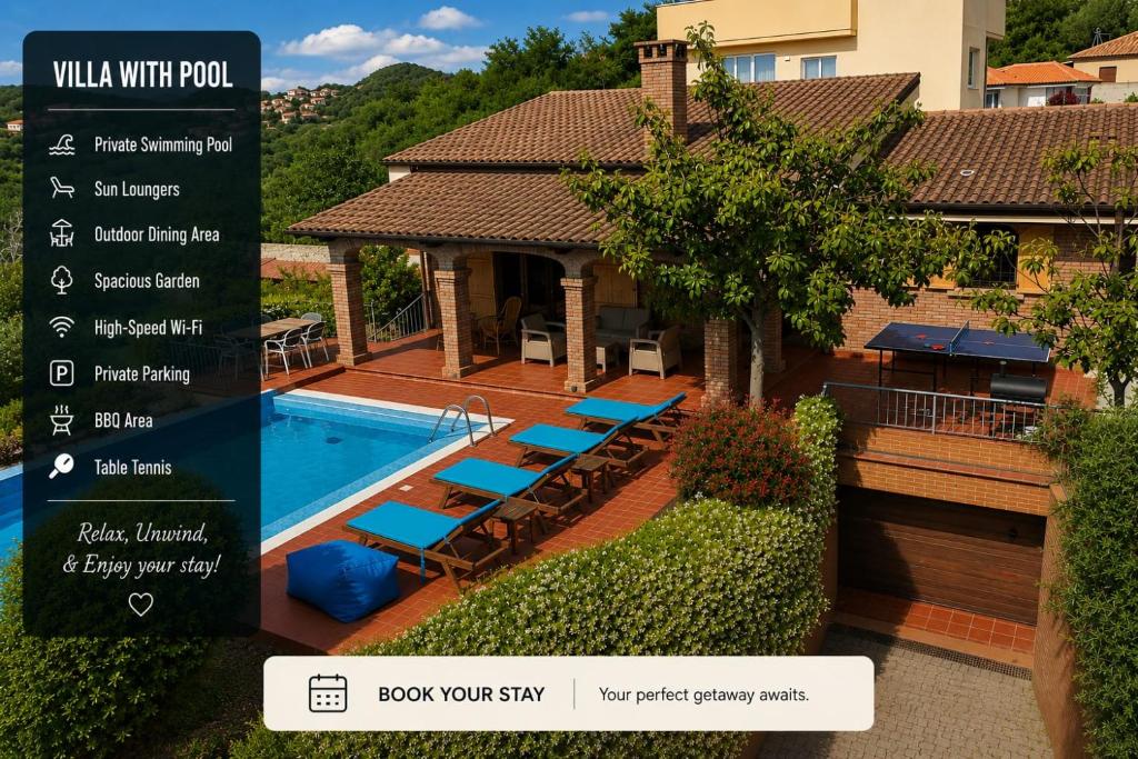a screenshot of a villa with a swimming pool at Villa Pool & Sun Durrës in Durrës