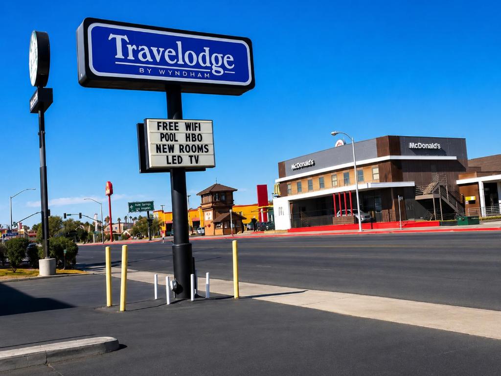a street sign on the side of a street at Travelodge by Wyndham Barstow in Barstow