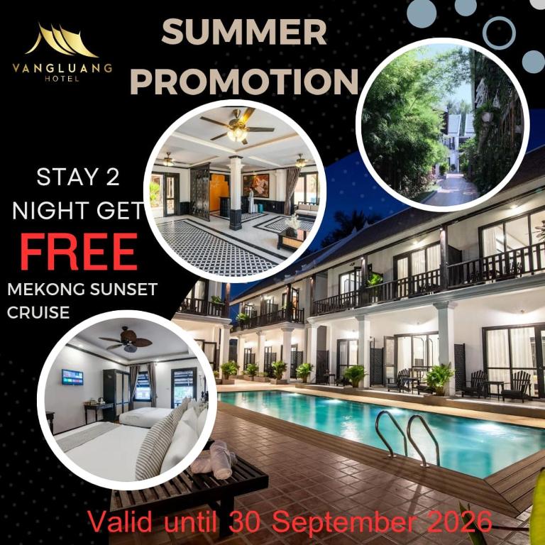 a flyer for a hotel with a swimming pool at Luang Prabang Vang Luang Hotel in Luang Prabang