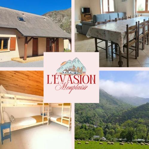 a collage of photos of a house with a mountain at L'évasion Monplaisir in Gère-Belesten