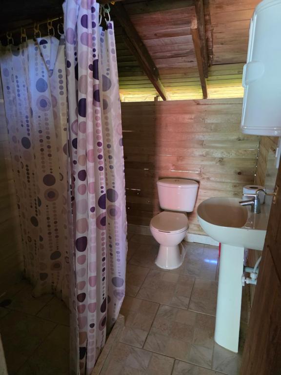 a bathroom with a toilet and a sink at Ecolodge SOY NUQUI in Nuquí
