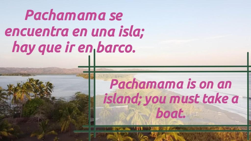 a picture of a beach with a sign that reads pacamana see ananta at Hostal Pachamama in Isla de Cañas