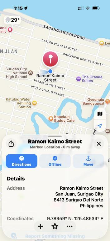 a screenshot of a cell phone with a map at Manatad Transient Deluxe 3 in Surigao