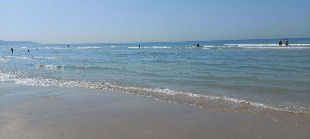 a group of people in the water at the beach at Dieppe plage à 2min à pied in Dieppe