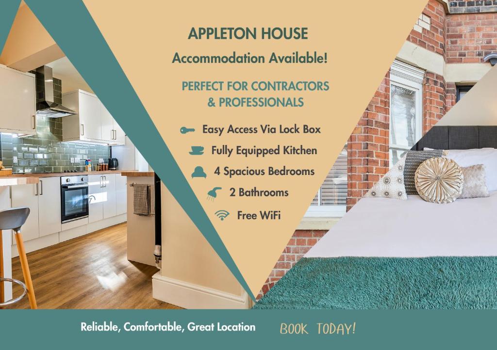 a rendering of a kitchen with a diagram of a room at Appleton House in Newark-on-Trent