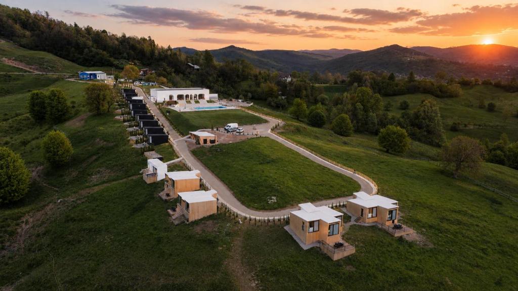 an aerial view of a large estate with a house at Moon Valley Comarnic in Sinaia
