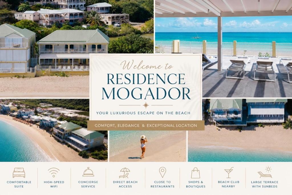 a collage of photos of a residence mocor at Suite 1 - Les pieds dans le sable de Grand-Case, un bien nouveau et rare dans la toute nouvelle résidence Mogador in Grand Case