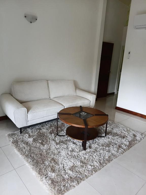 a living room with a couch and a coffee table at Gorgeous One Bedroom Apartment in Kingston