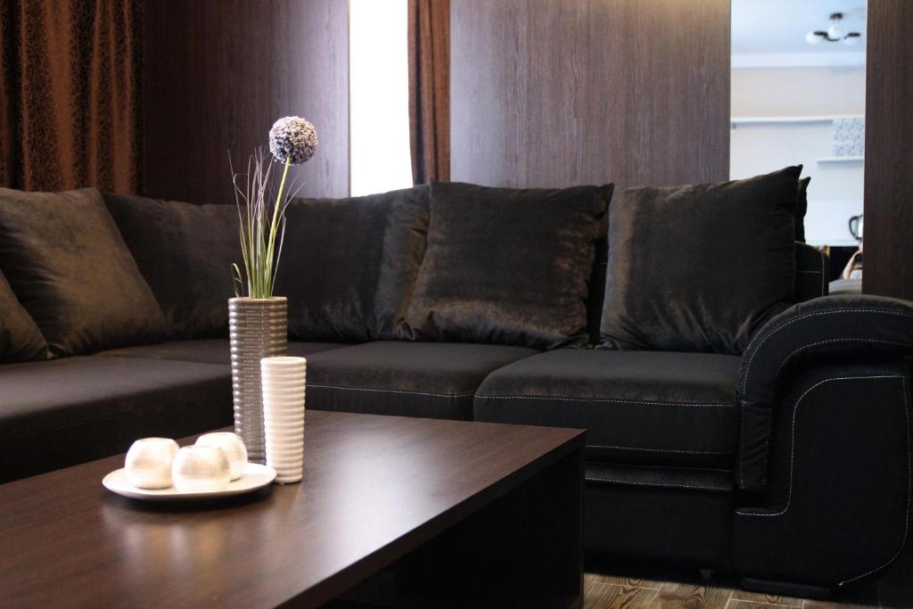sala de estar con sofá y mesa de centro en Alexandra Apartments Industrial Bridge en Kiev