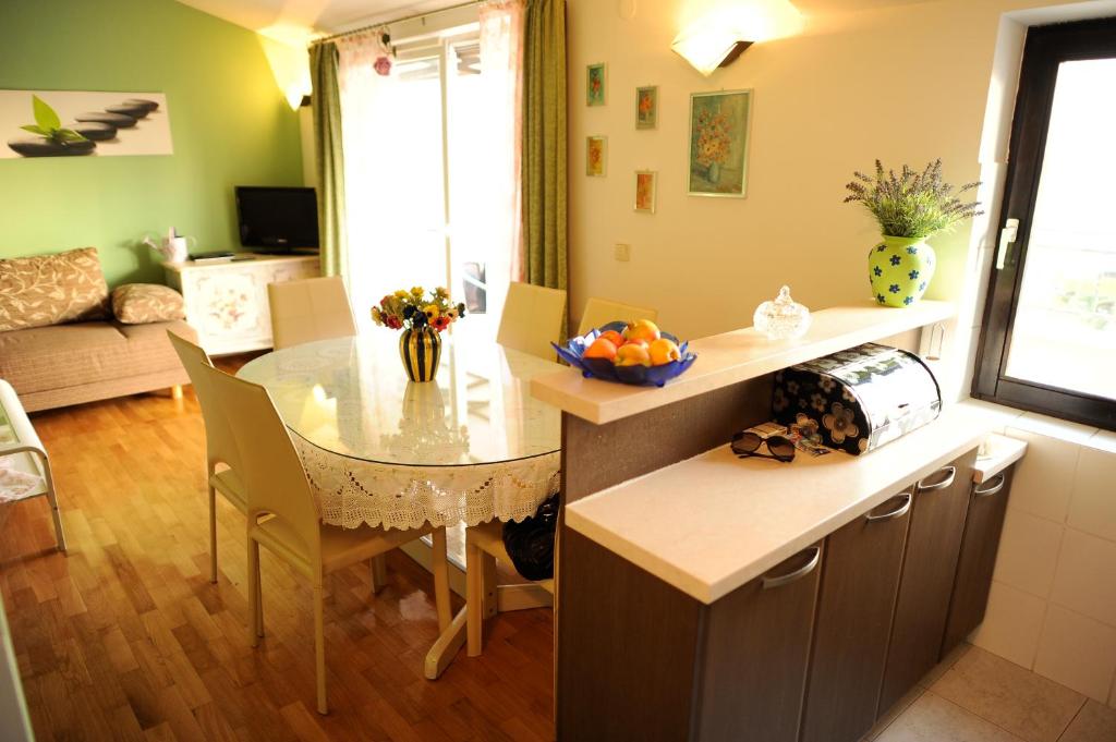 Kuchyň nebo kuchyňský kout v ubytování Apartments&Rooms Jelavić