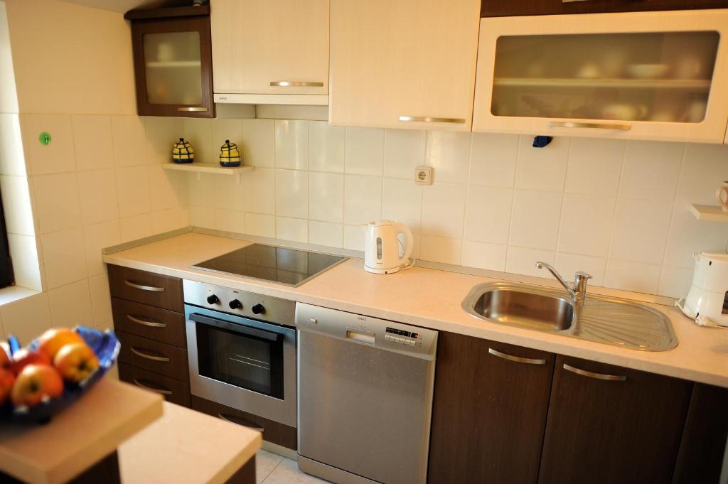 Kuchyň nebo kuchyňský kout v ubytování Apartments&Rooms Jelavić