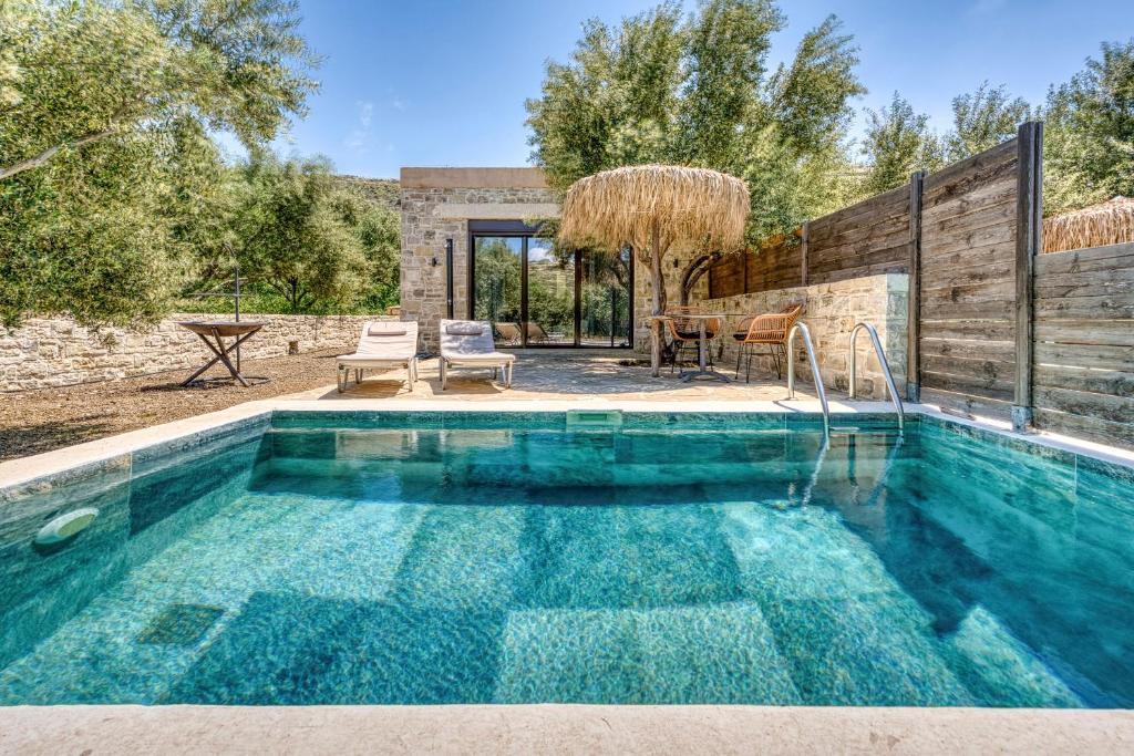 a swimming pool in the backyard of a house at Olive Luxury Suites - ADULTS ONLY in Kamilari