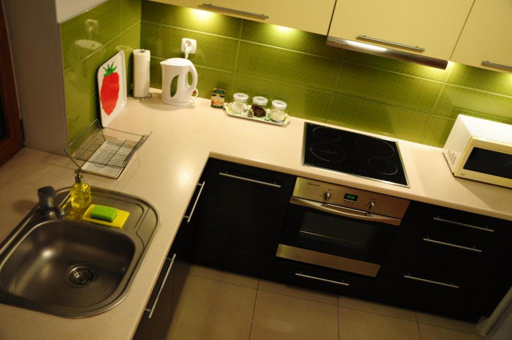 Kuchyň nebo kuchyňský kout v ubytování Color Apartment