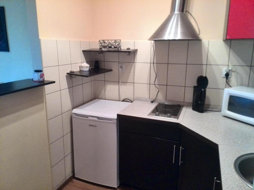 Kuchyňa alebo kuchynka v ubytovaní Mikołajki Apartamenty Rynek