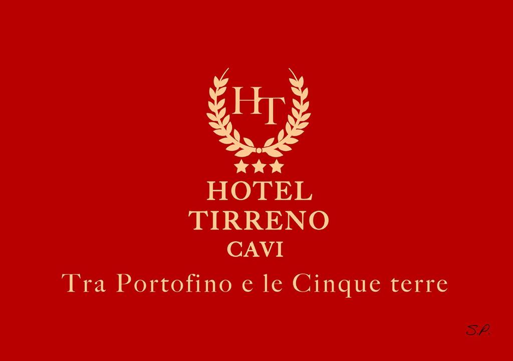 a logo for a hotel in a red at Hotel Tirreno in Lavagna