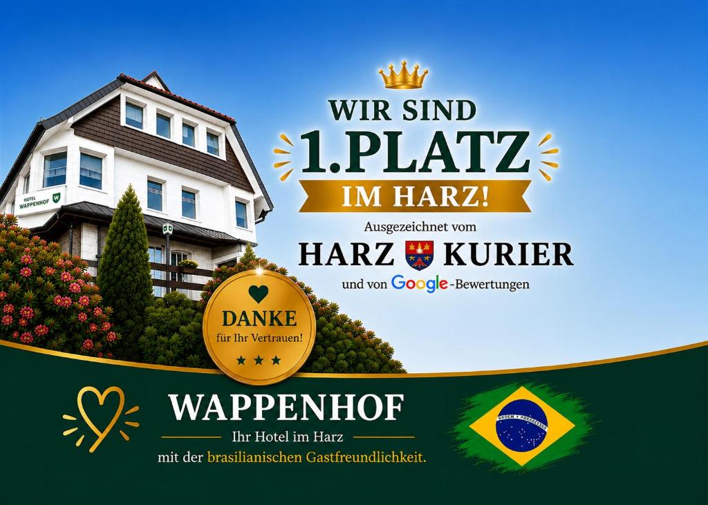 a flyer for a home with a house at Hotel Wappenhof in Braunlage