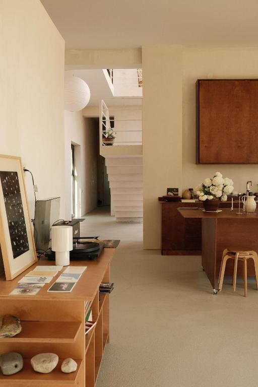 an office with a desk with a computer on it at Dadi House Martvili in Martvili