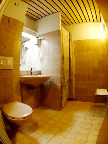 a bathroom with a toilet and a sink at Hotel Falster in Nykøbing Falster