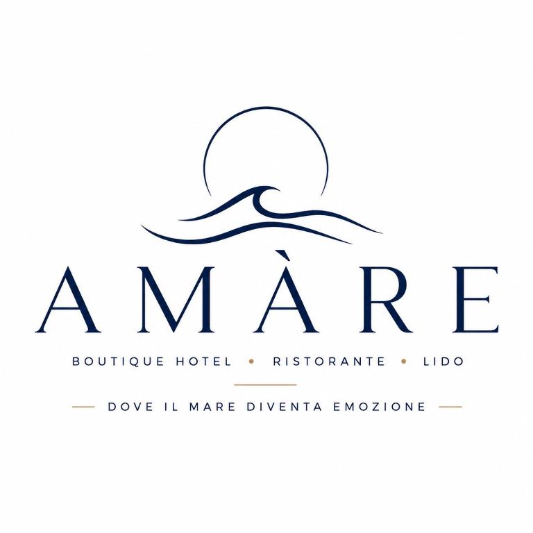 a logo for a hotel with a wave at Amare boutique Hotel in Salerno Airport - Aeroporto di Salerno