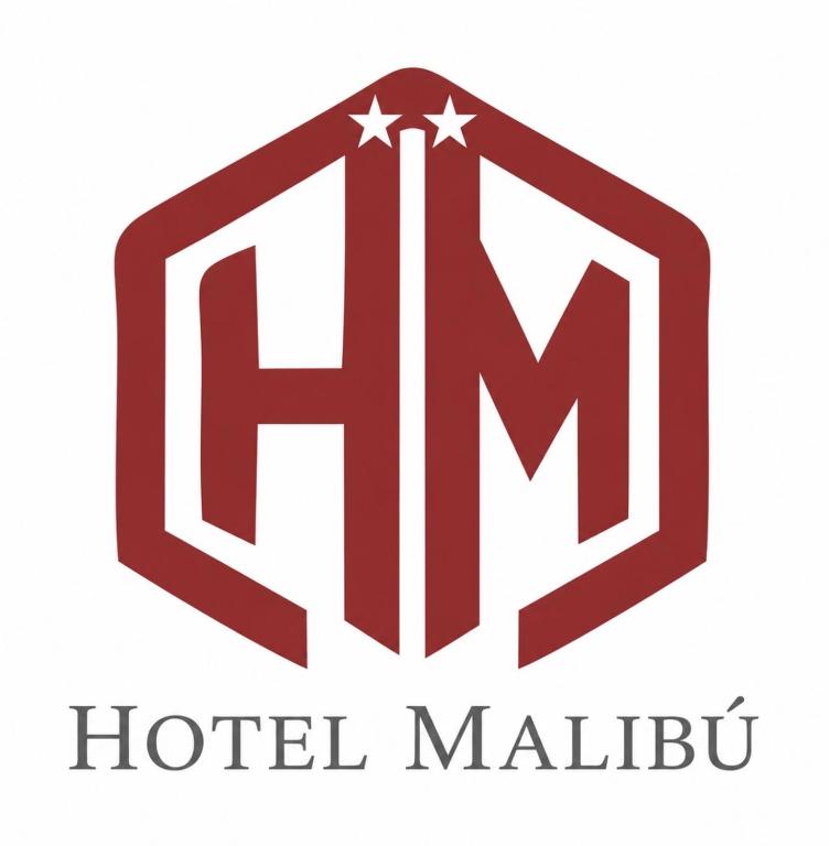 a logo for a hotel malibu with the american flag at Malibu in Termas de Río Hondo