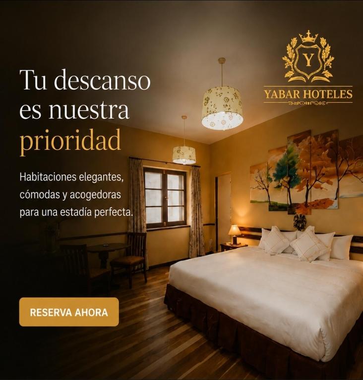 a poster of a hotel room with a bed at Yabar Hotel Plaza in Cusco