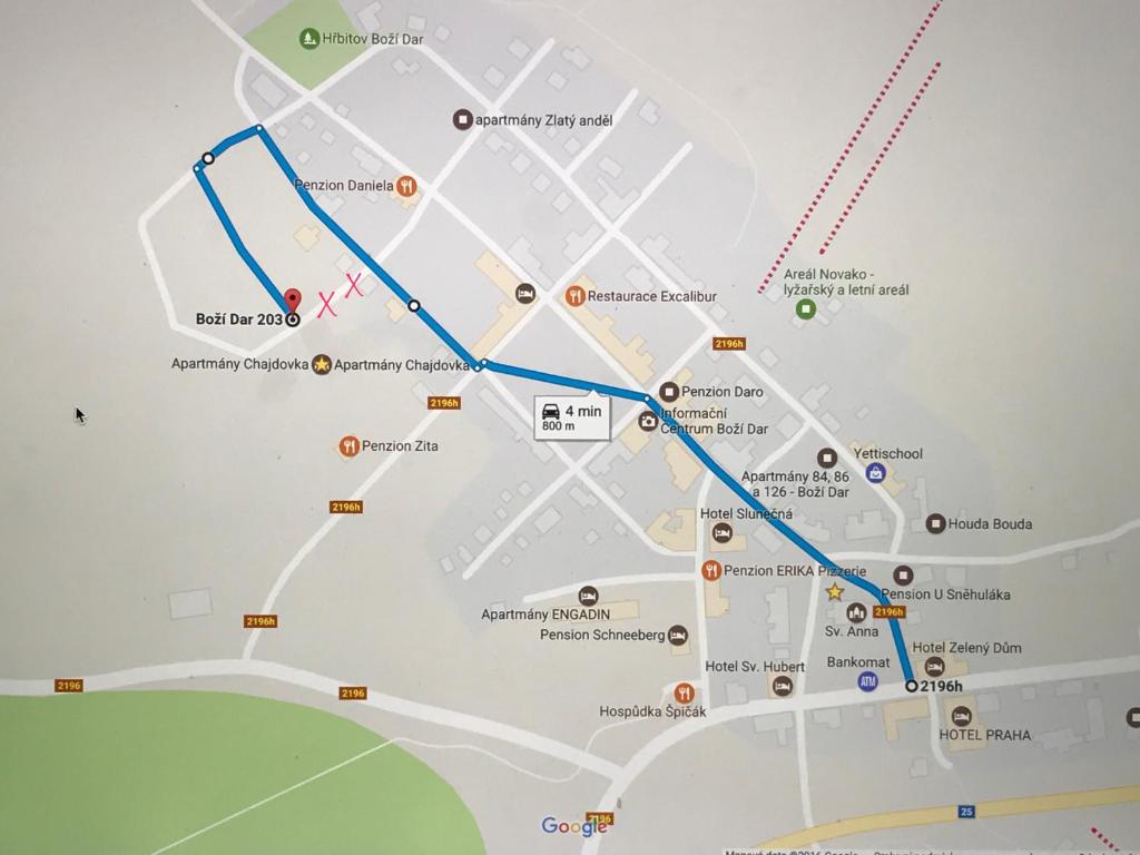 un mapa de la línea de metro en Apartmány Chajdovka, en Boží Dar