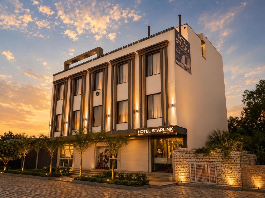 a rendering of the hotel property at dusk at Hotel Starlink By The Nine Hotel in Jaipur