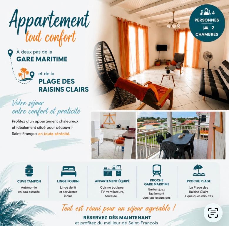 a website for a rental apartment rental car rental car marketing at Kaz a Béa - T3 climatisé avec citerne tampon - gare maritime in Saint-François