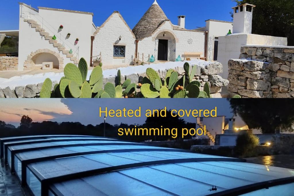 a collage of photos of a house with a swimming pool at Trullo Dimora Podere Papilio in Noci