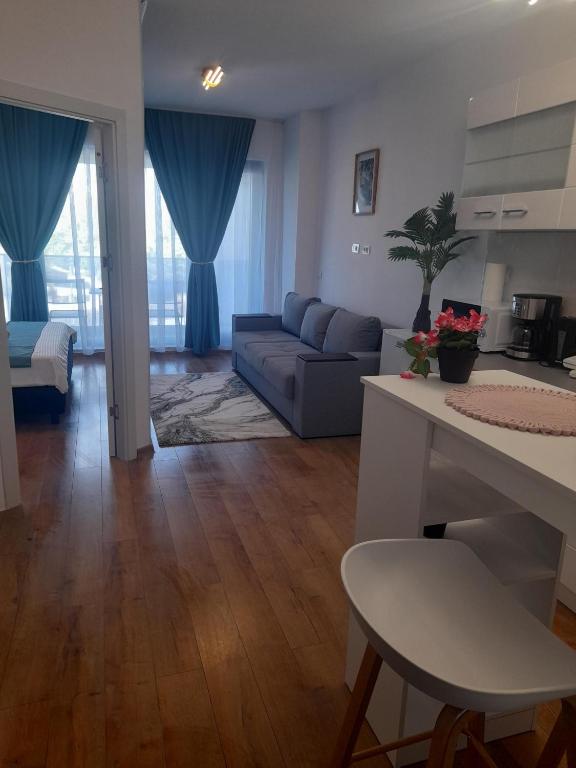 a living room with a couch and a table at Apartament Camelia in Saturn