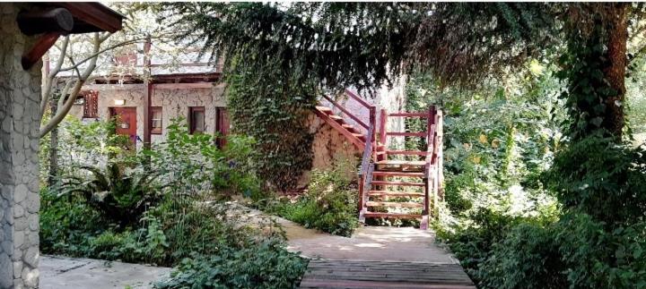 a stairway leading to a house with a red ladder at Pamayu Mar de Cobo in Mar de Cobo