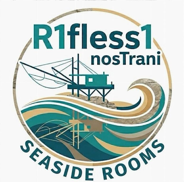 a logo for a seaside room with a boat in the water at Riflessi nosTrani - Seaside Rooms in Trani