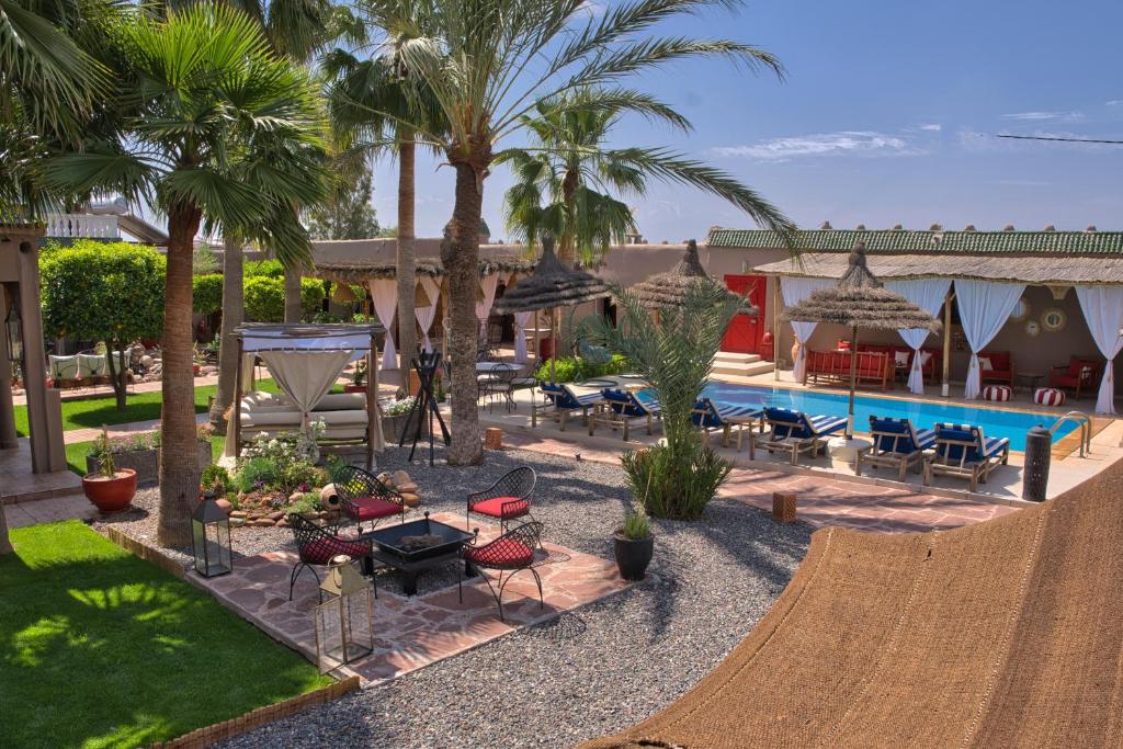 an aerial view of a resort with a skateboard at Kasbah Beldy Chic Marrakech, heated pool, spa in Marrakesh