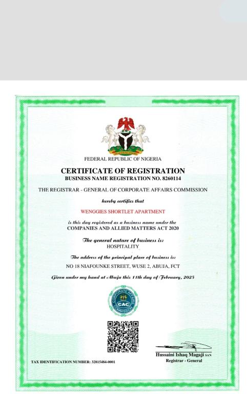 a letter of permission from the department of education with a certificate of legitimacy at Wenggies Apartment in Abuja