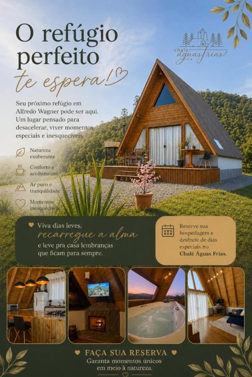 a magazine advertisement for a retreat in a resort house at Chalé águas Frias in Alfredo Wagner