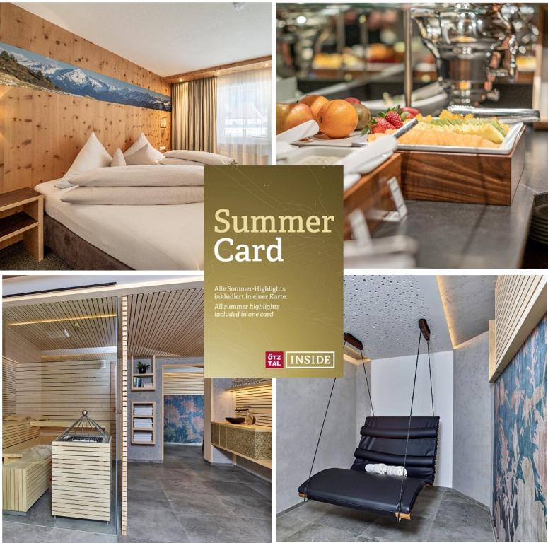 a collage of pictures of a hotel room with a bed at Garni Concordia in Sölden