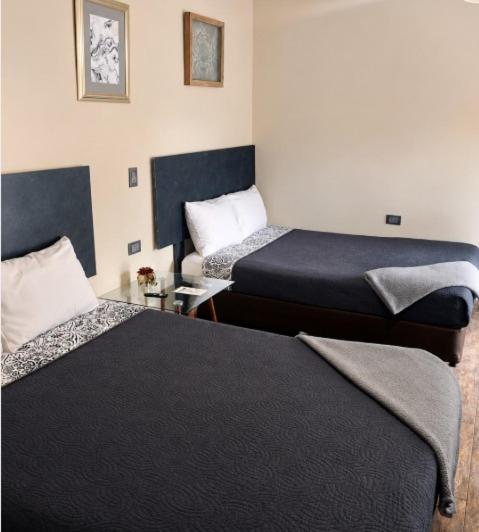 a room with two beds and a couch in it at Habitación arena, Paseo Durango in Durango