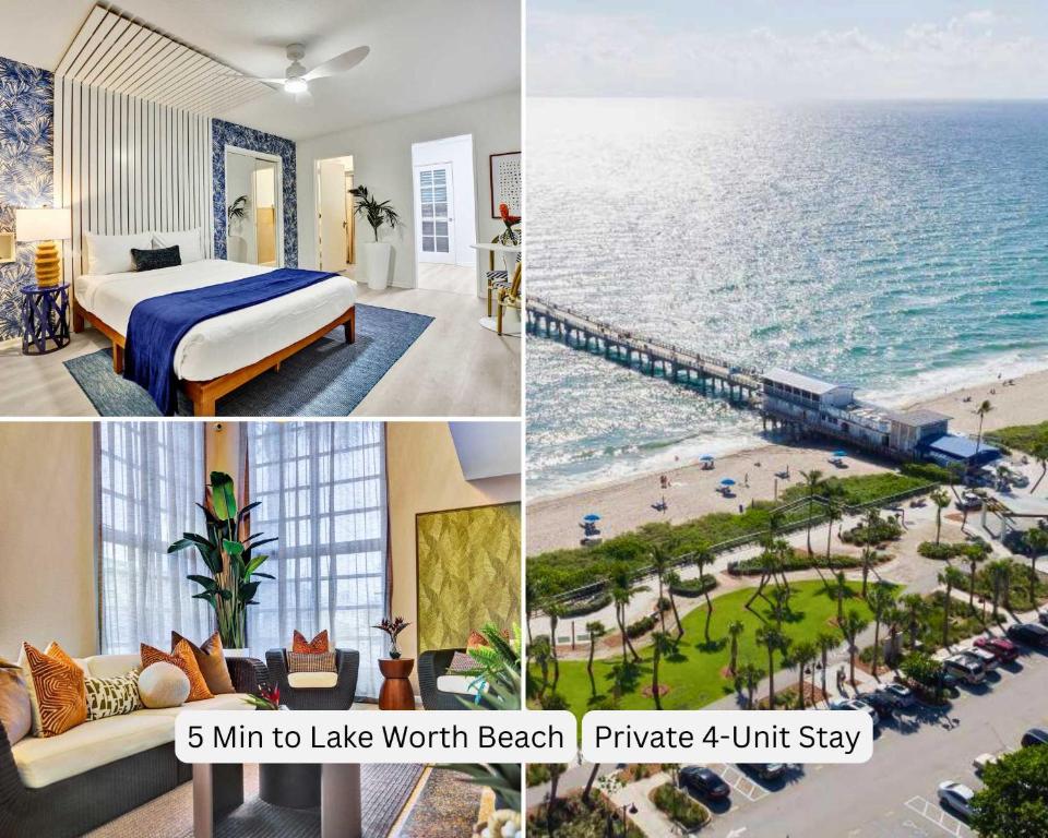a collage of photos of a hotel room with a view of the ocean at Lucerne Collection Private 4-Unit Building in Lake Worth
