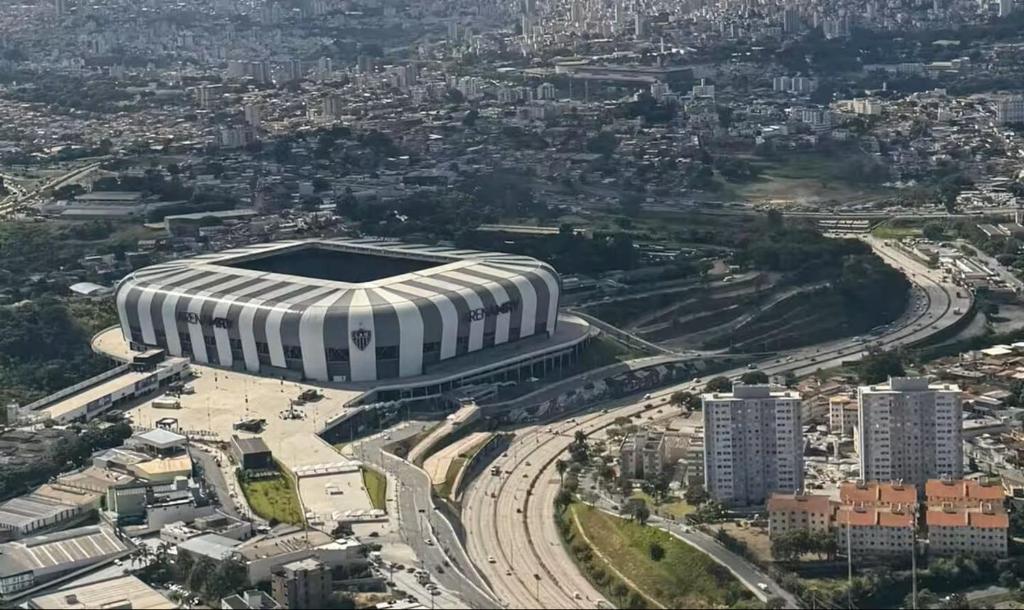 an aerial view of a soccer stadium at Apartamento próximo arena mrv, expominas e Puc in Belo Horizonte