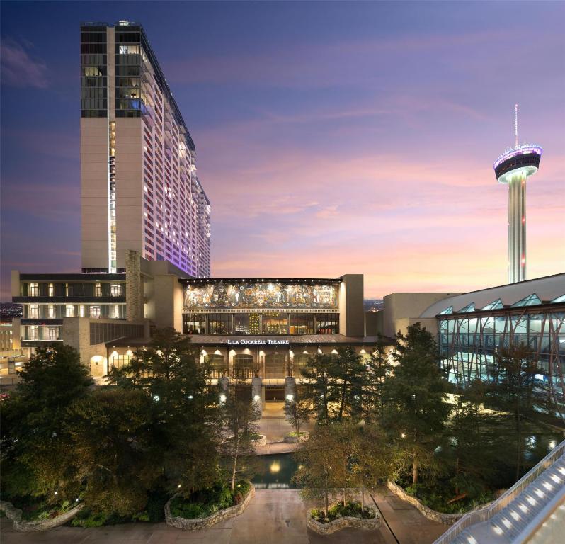 a view of a large building with a tower at Grand Hyatt San Antonio River Walk in San Antonio